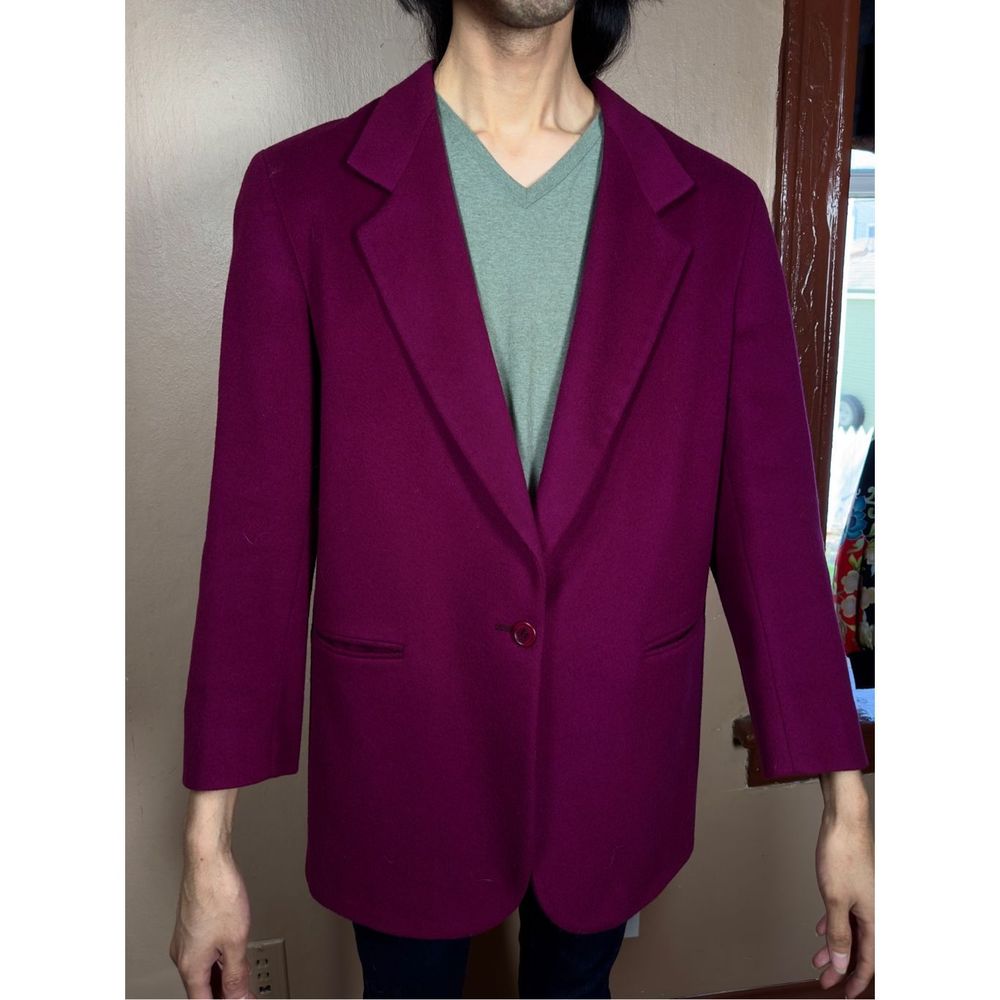 Wool Blazer Berry Colored One Button Jacket Vinta… - image 8